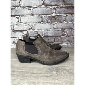 Born Boots Dallia Ankle Booties Heels F52142 Gray Leather Slip On Women Sz 7M US